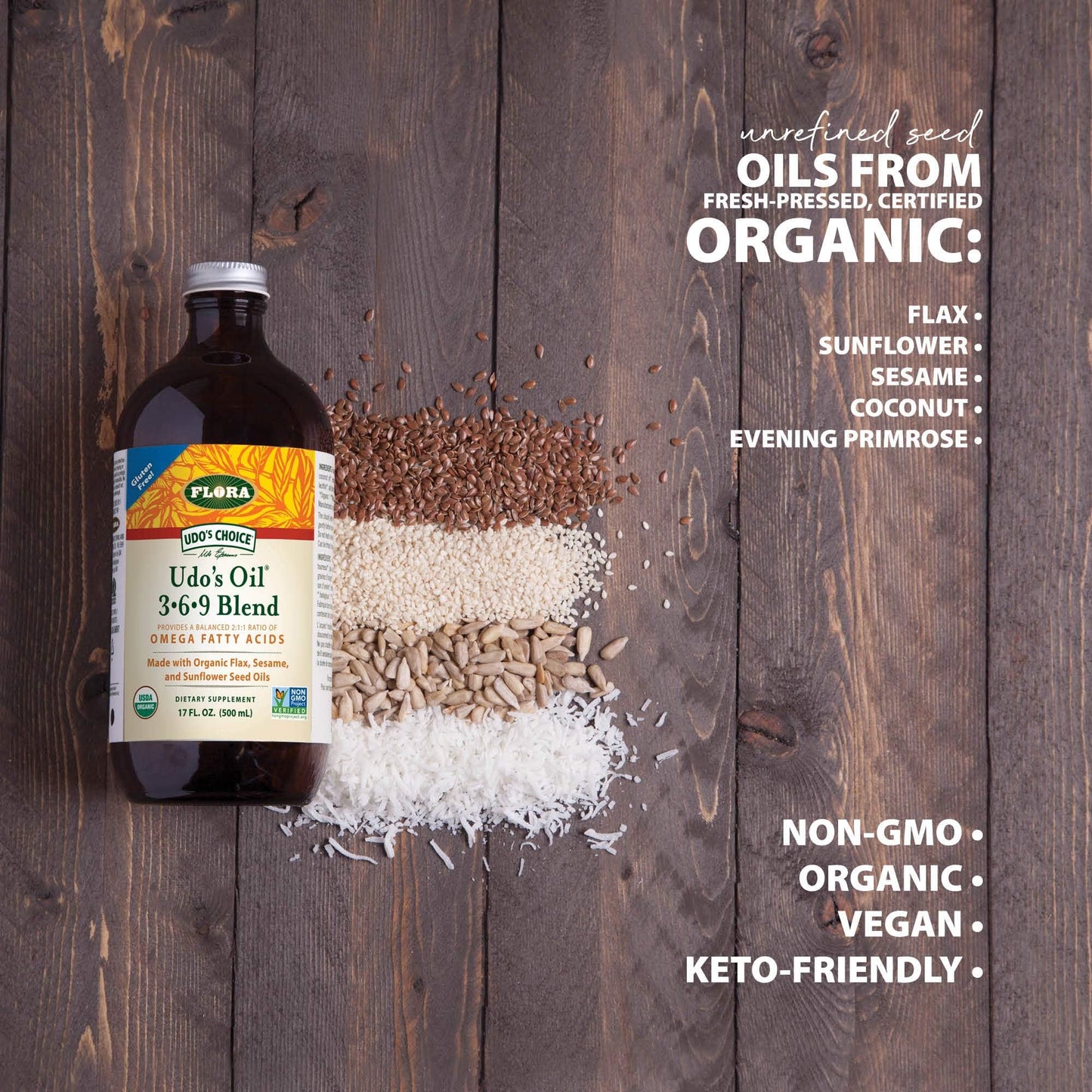 Flora - Udos Choice, Omega 369 Oil Blend, High Lignan, 8.5 Fl Oz