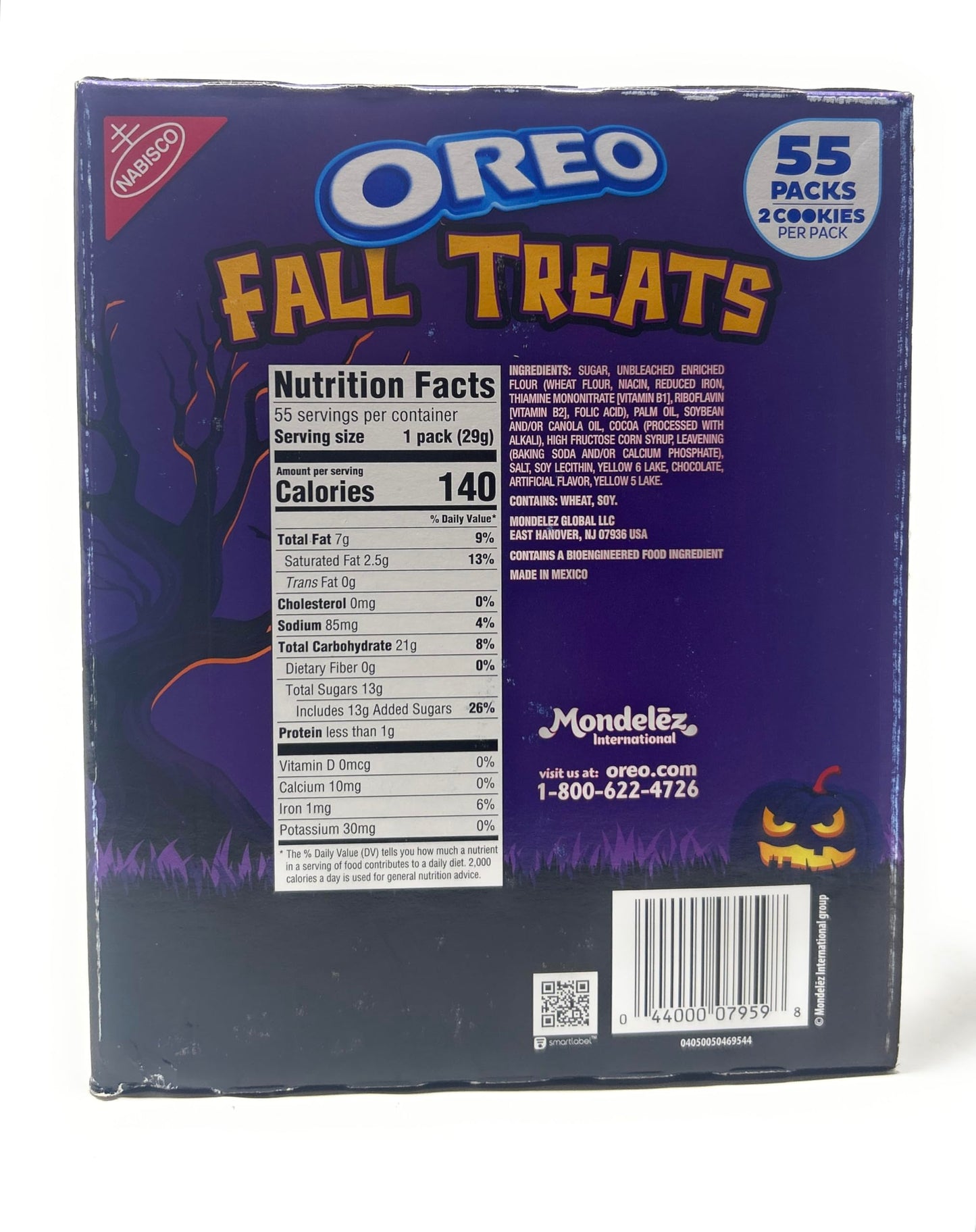 OREO Halloween Fall Treats Orange Creme Sandwich Cookies - 55 packs -1 box