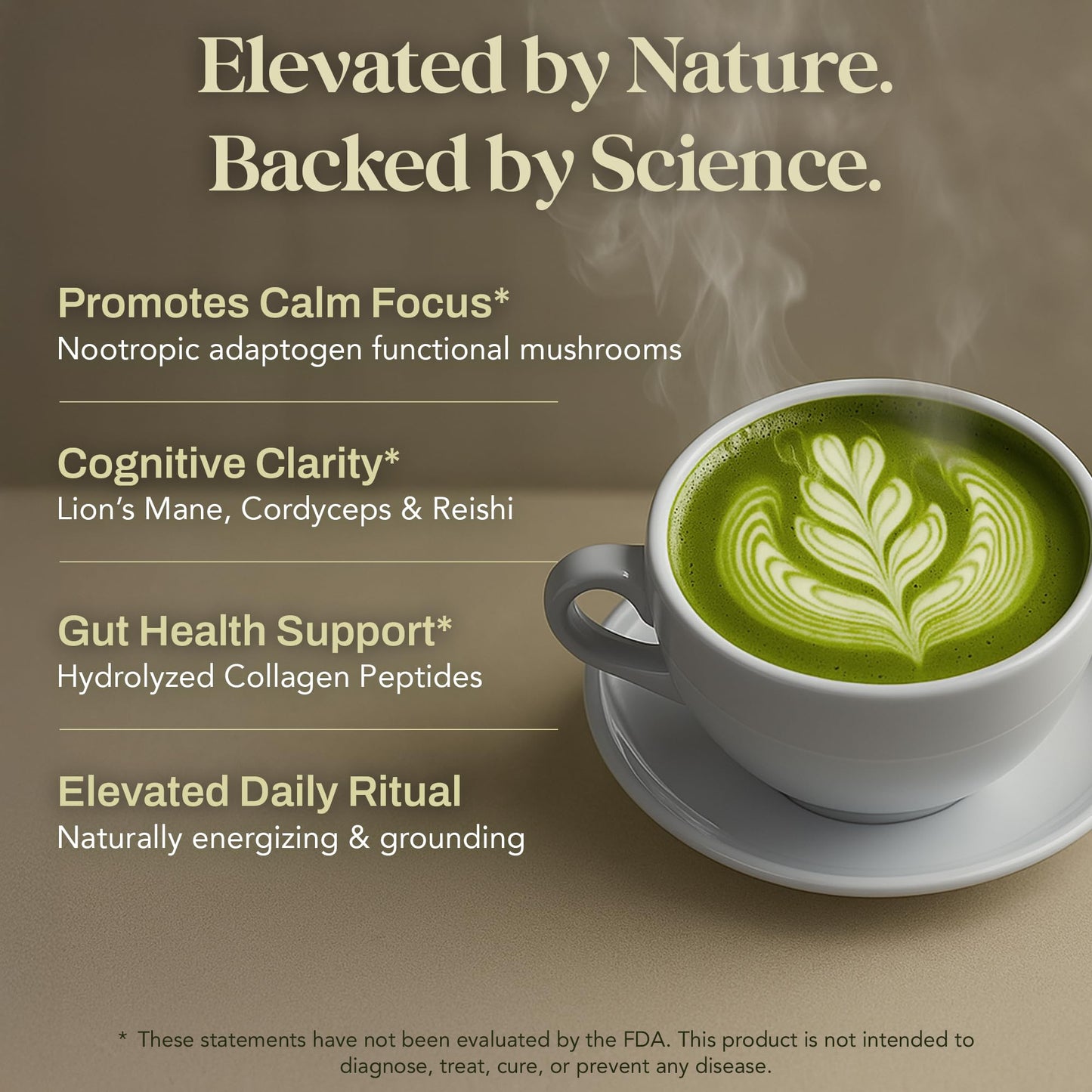 NACLEA Mushroom Matcha Powder - Sugar-Free Japanese Ceremonial Green Tea with 18 Superfood Mushrooms and Hydrolyzed Collagen - Coffee Alternative Caffeine Free - 30 Sachets