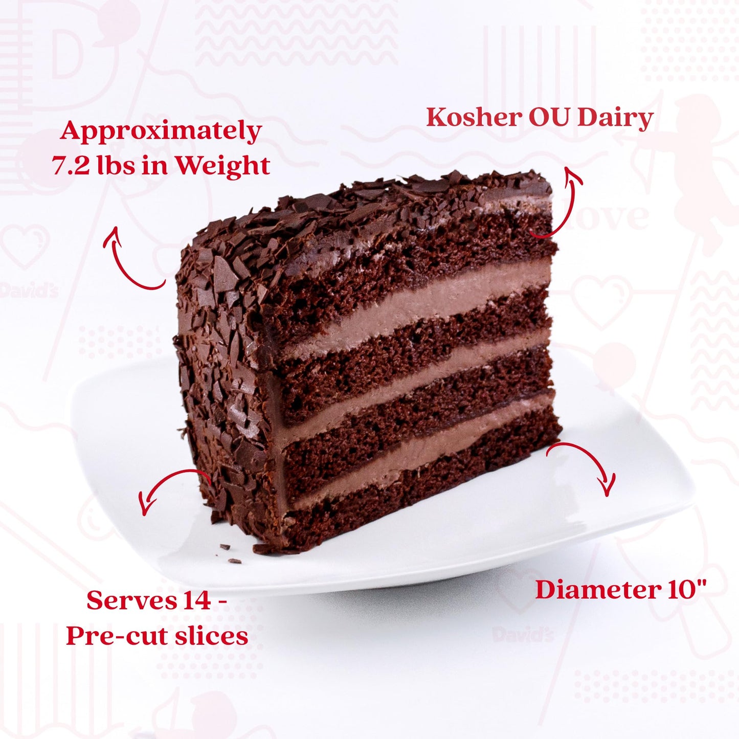 DAVIDS COOKIES 10 Chocolate Overload Layer Cake - Gourmet Delight, 115.2 oz, Ideal for Celebrations and Birthdays