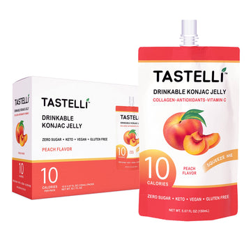 Tastelli Konjac Jelly Infused With Collagen Drink + Vitamin C + Antioxidants / 10 Calories, Vegan, Zero Sugar/Healthy Drinkable 