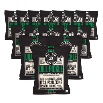 Pop Daddy Flavored Pretzels Sticks | Dill Pickle Flavor | 3oz Healthy Gourmet Pretzels Snacks | 15 Pack
