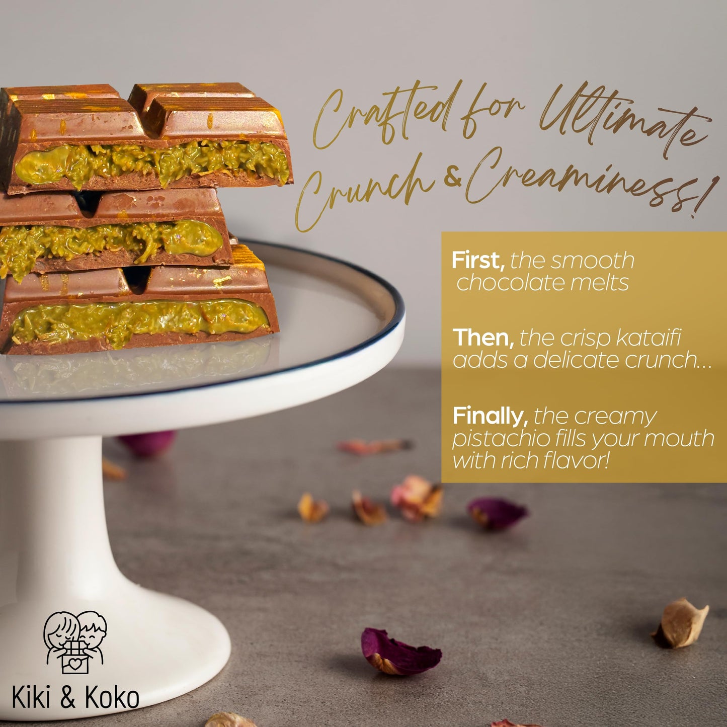Dubai Chocolate Pistachio Bar 6.5Oz, Dubai Kunafa Pistachio Chocolate Bar,Luxurious Homemade Kunafa