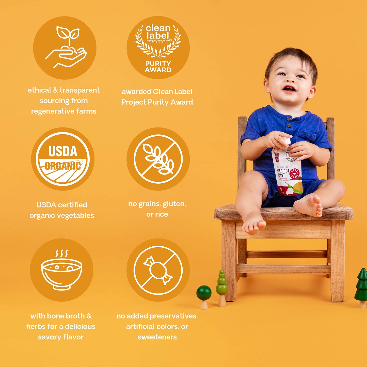 Serenity Kids Bone Broth Puree Made With Organic Veggies | Clean Label Project Purity Award Certified | 3.5 Ounce Bpa-Free Pouch | Grass Fed Beef Pot Roast | 1 Count