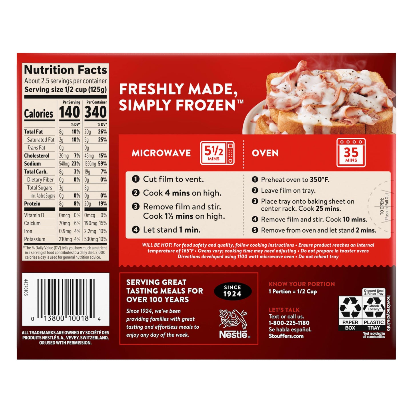 Stouffers Creamed Chipped Beef, Frozen Meal,10018