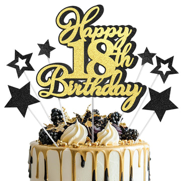 Happy 18th Birthday Cake Topper 18 Birthday Cake Decorations, Happy 18th Birthday Anniversary Party Cake Decorations for Boy Gir