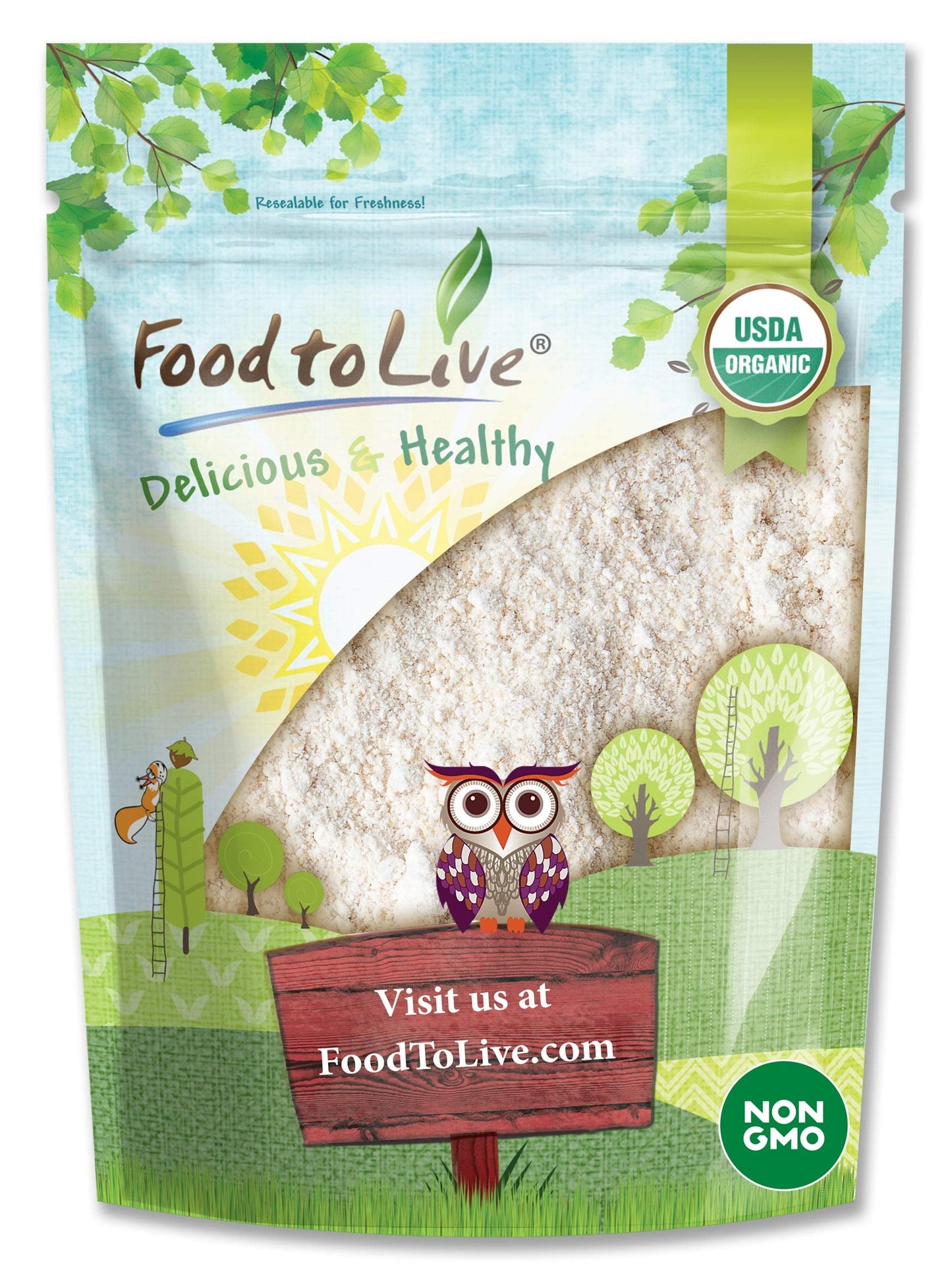 Food to Live Organic Oat Flour, 8 Ounces - Non-GMO, Fine, Stone Ground from Whole Grain Oat Berries, Kosher, Vegan, Bulk, Great 