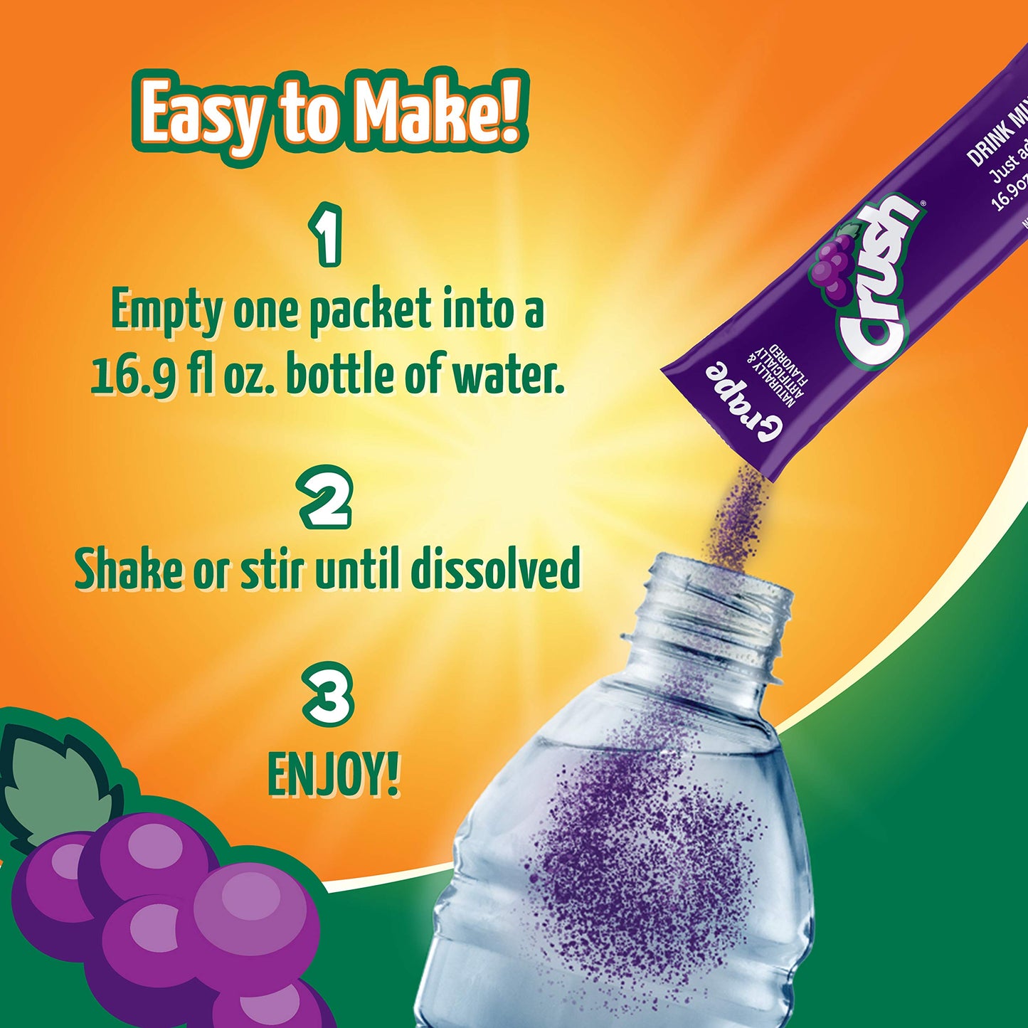 Crush Grape Flavored Powder Drink Mix, 6 Pieces, Sugar Free, 0.48 Ounces (Pack Of 12)