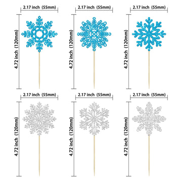 Gyufise 36Pcs Snowflake Cupcake Toppers Glitter Winter Frozen Theme Cupcake Picks For Winter Wonderland Snowflake Theme Baby Sho