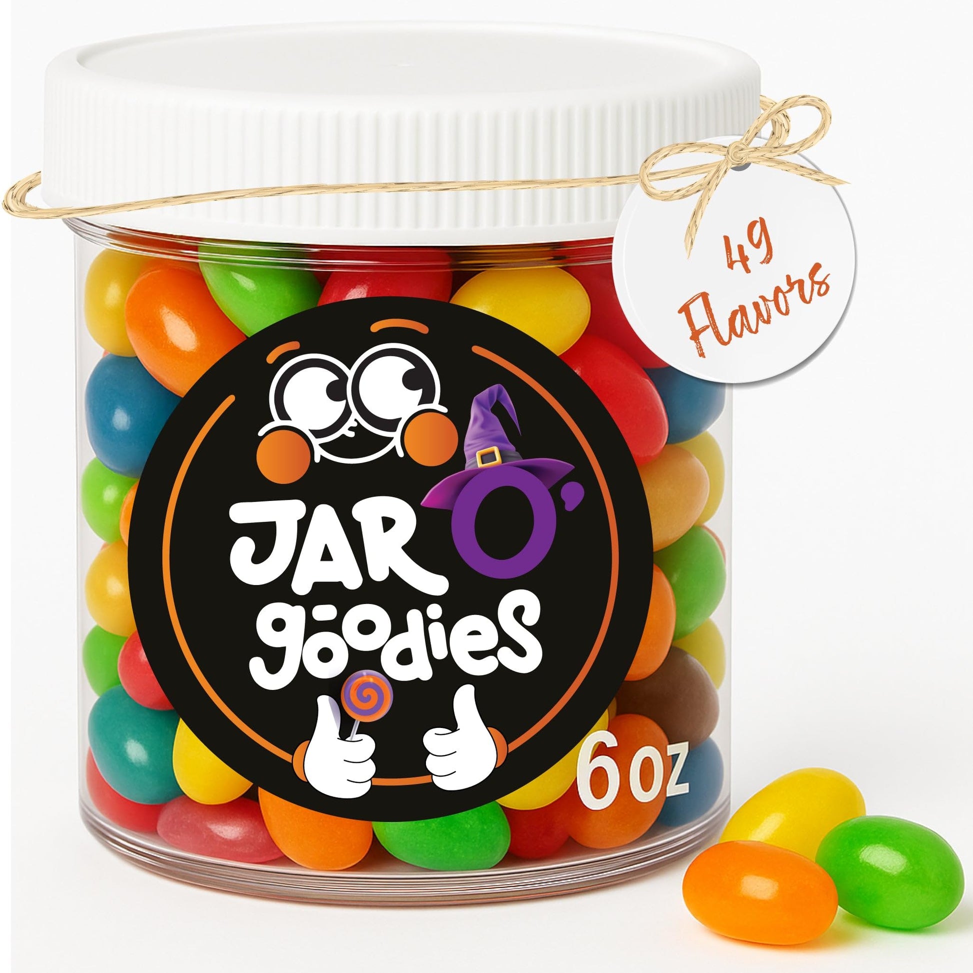 Jar O Goodies - Holiday Treats, Christmas Stocking Stuffers, 49 Assorted Flavors Jelly Beans Gift Set, Original Chewy Candies (