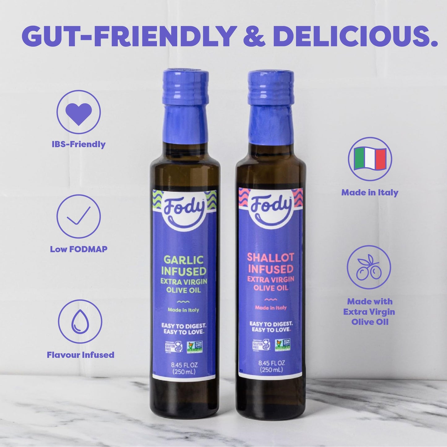Fody Foods Vegan Extra Virgin Olive Oil, Italian Made Shallot Infused, Cold-Pressed, Low Fodmap Certified, Sensitive Recipe, Gut