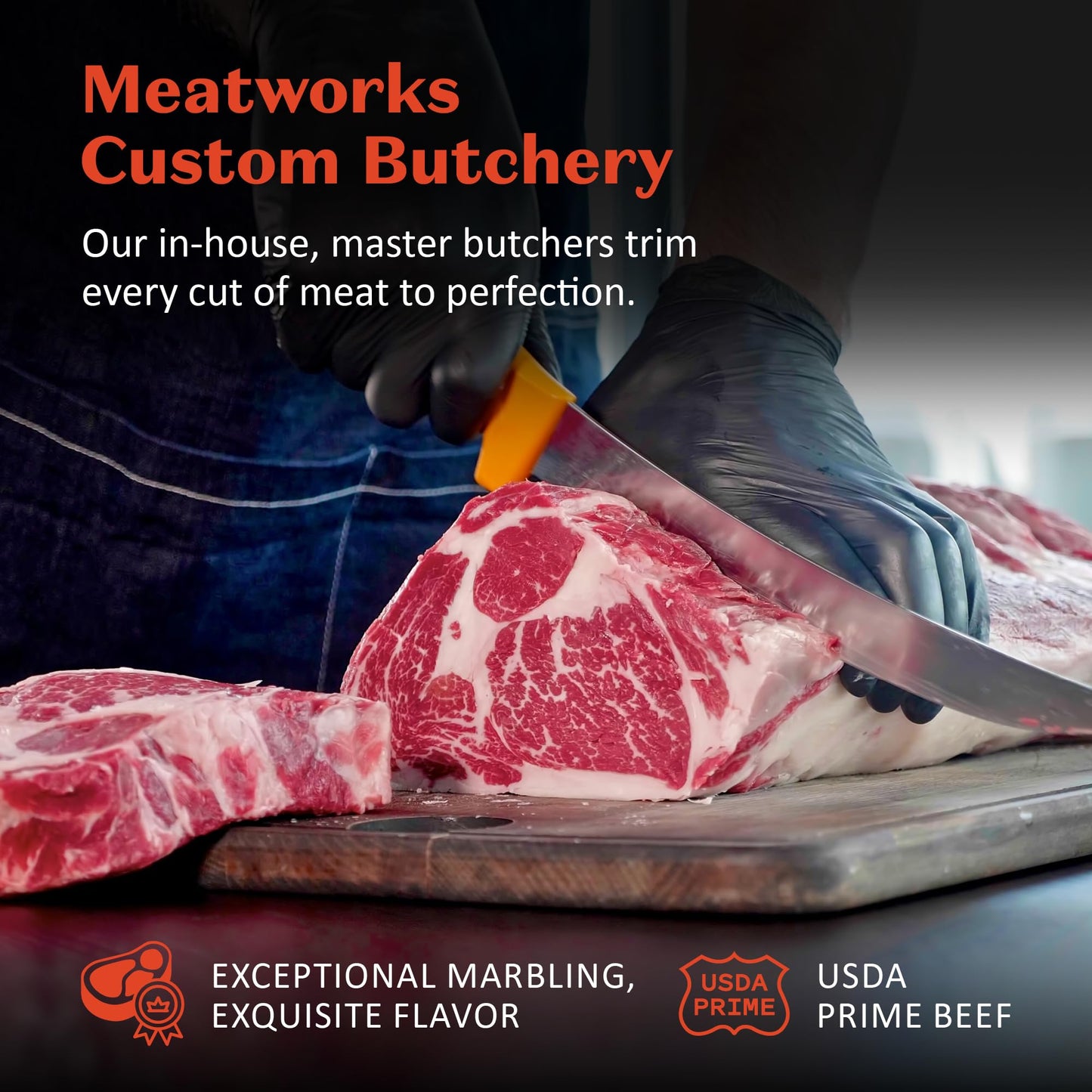 MeatWorks USDA Prime Steak Assortment Box - 4 Ribeye (12 oz), 2 NY Strip (12 oz), 2 Filet Mignon (8 oz) - Gourmet Steak Pack