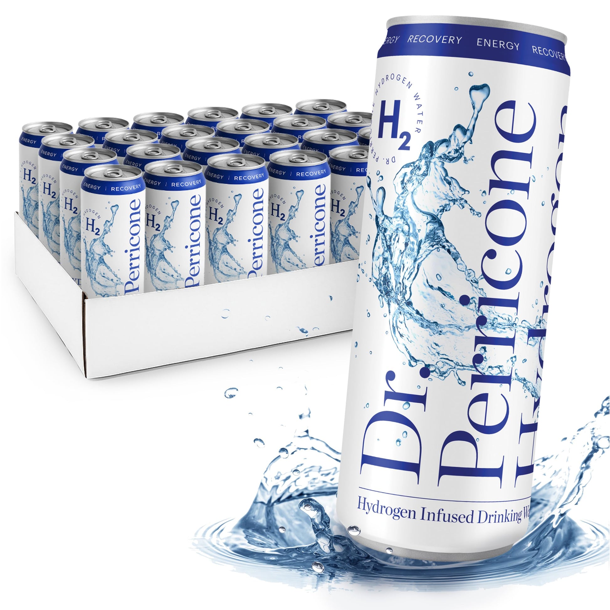 Dr. Perricone Hydrogen Water 24-Pack (12oz) - Molecular Hydrogen Water 1.0-1.5ppm | Natural Antioxidant Hydration, Portable Life
