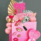 Jevenis Birthday Hot Pink Girl Birthday Cake Decoration Pink Girls Birthday Decoration Pink Balls Palm Leaves Heels Lipstick Bag