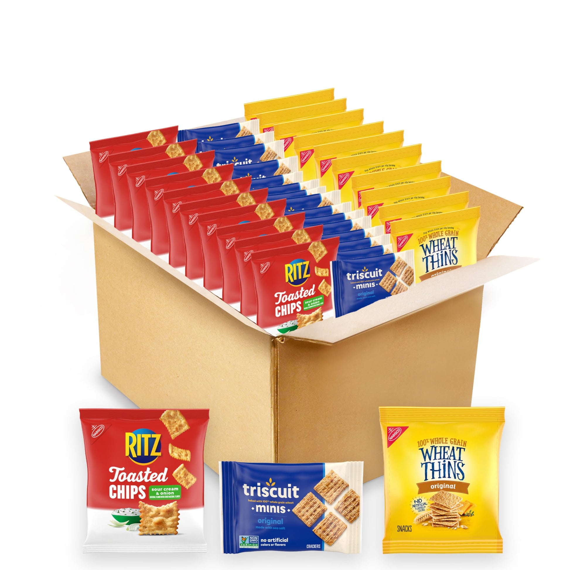 Nabisco  Er Variety Pack, Ritz Toasted Chips, Wheat Thins Snacks Whole Grain Wheat  Ers And Triscuit Minis Whole Grain Wheat Vegan  Ers, 40 Snack Packs