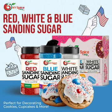 Ny Spice Shop Red-White-Blue Sanding Sugar For Memorial Day - Sweet Colorful Edible Sprinkles For Candy Dish - Chocolate Sprinkl