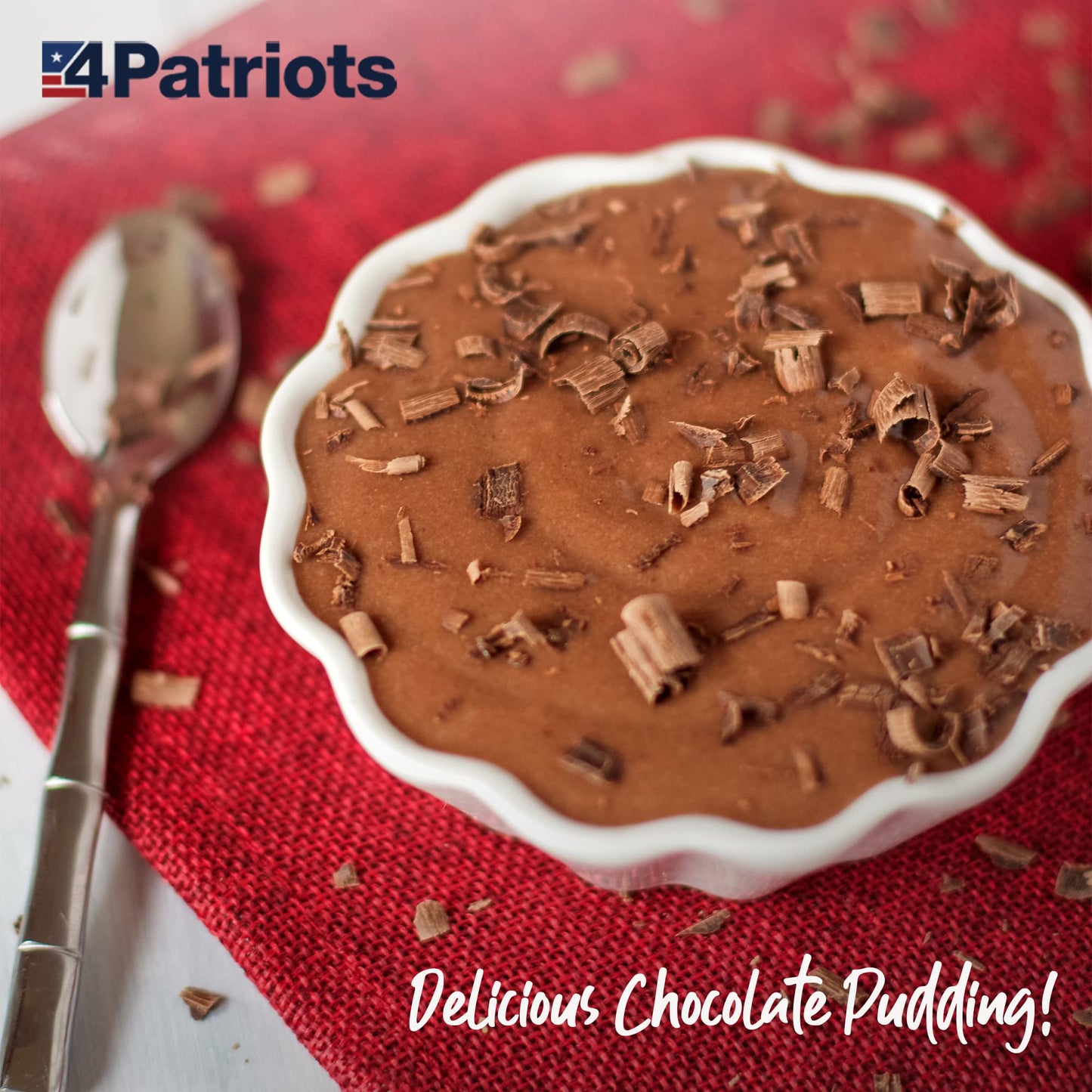 4Patriots Chocolate Pudding Sample Pouch - Emergency Dessert, 8 Servings, Long-Lasting, Just Add Milk