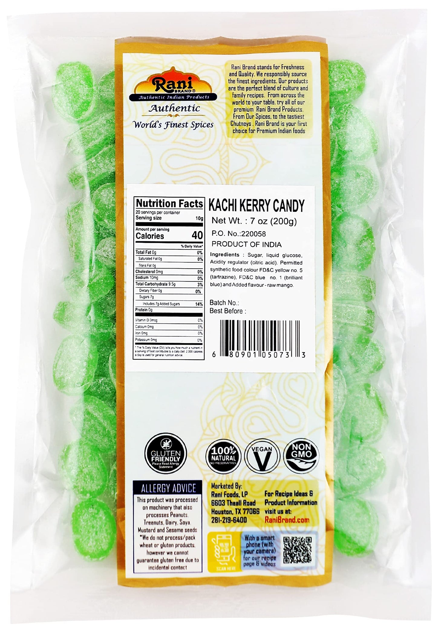 Rani Kachi Kerry Candy - Vegan, Gluten-Friendly, Non-GMO, 7oz (200g) - Authentic Indian
