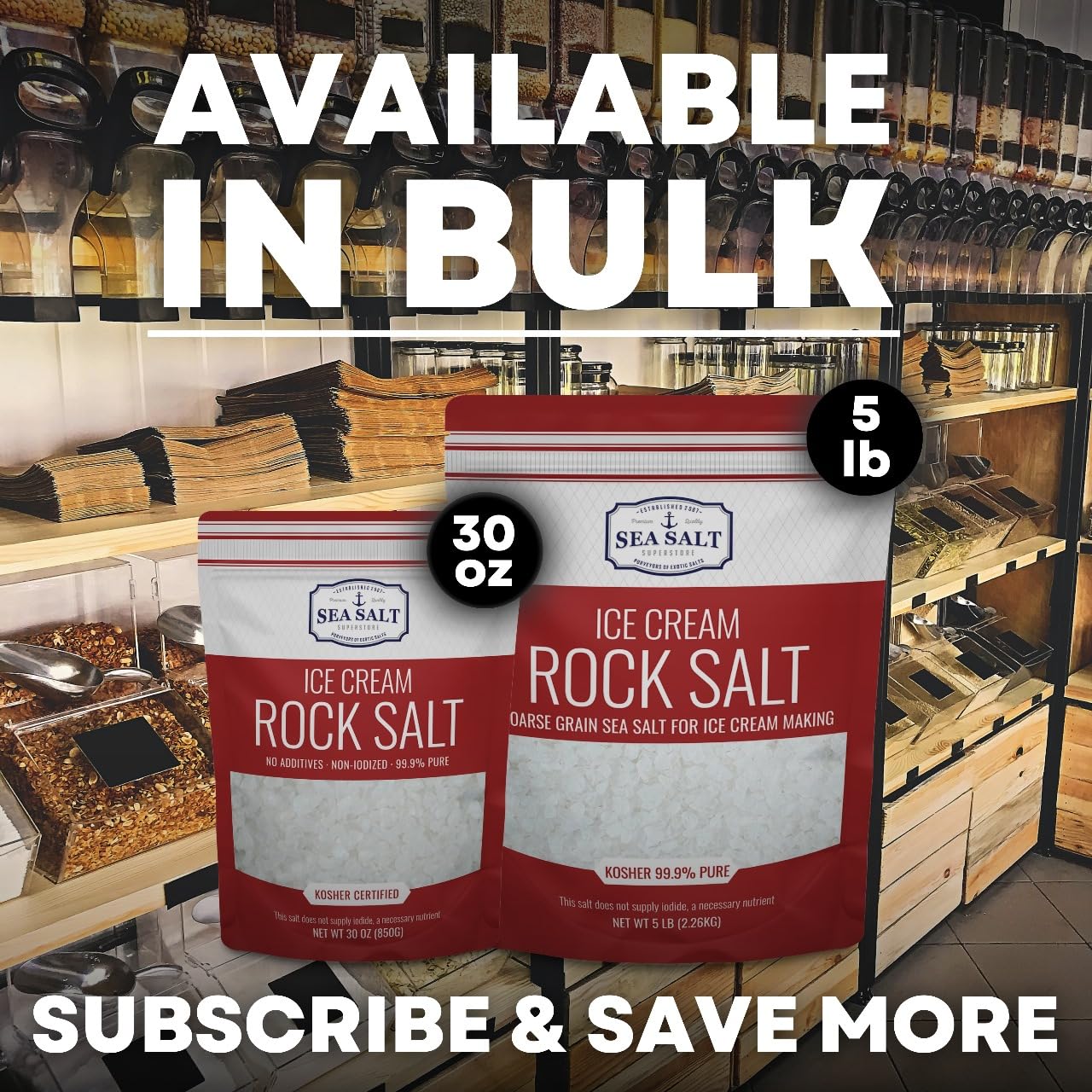 Rock Salt for Ice Cream Making, Universally Compatible Coarse and Non-Iodized Salt for All Ice Cream Maker, 10 lbs. (2-Pack, 5 L