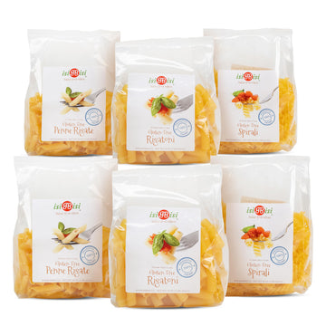 Isibisi Pasta Sampler - Penne, Rigatoni, Spirali Noodles - Authentic Italian Pasta In Bulk Made With Corn, Rice Flour - Non Gmo