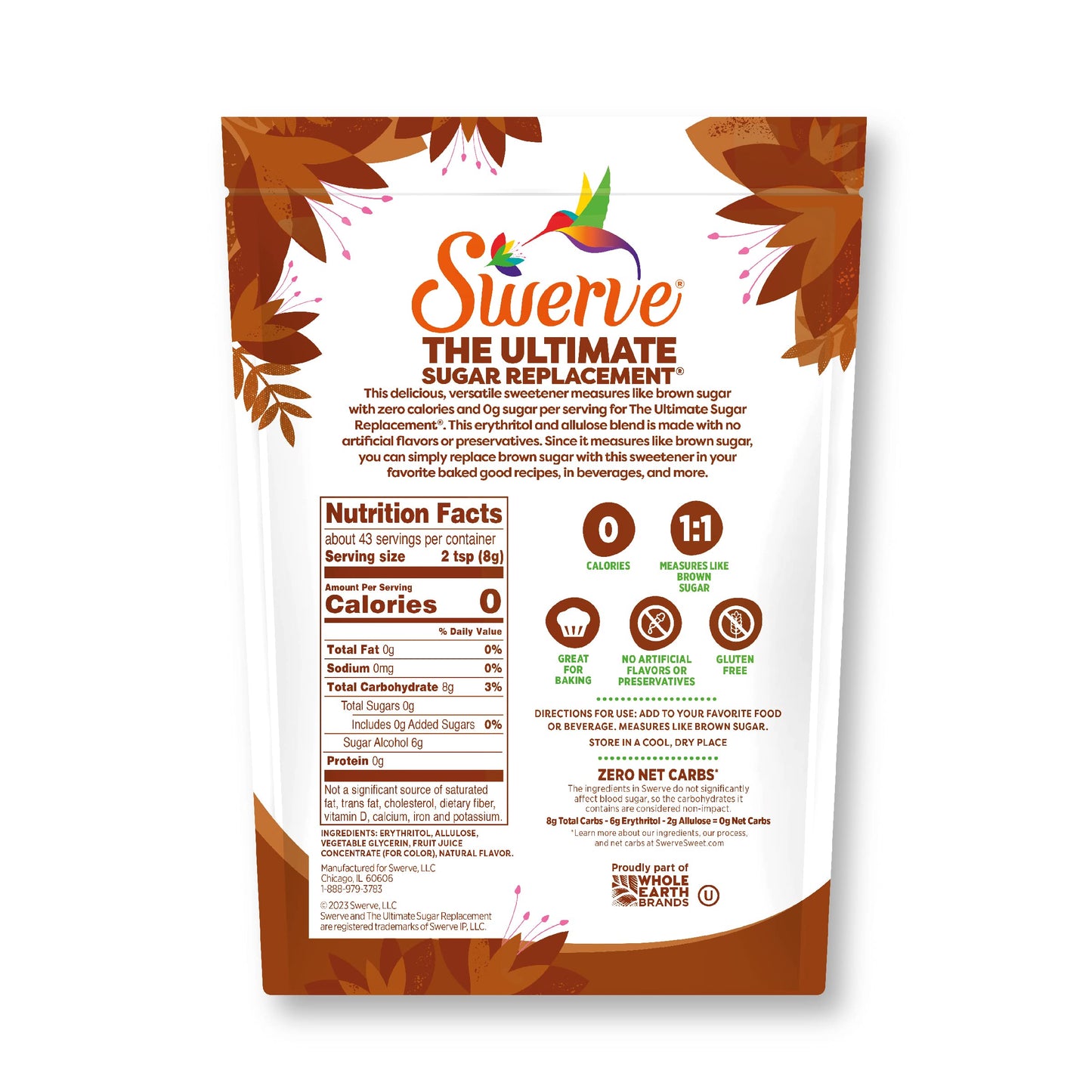 Swerve Ultimate Sugar Replacement Sweetener, Brown Sugar Substitute, Keto Friendly, 12 oz (Pack of 2), Gluten Free