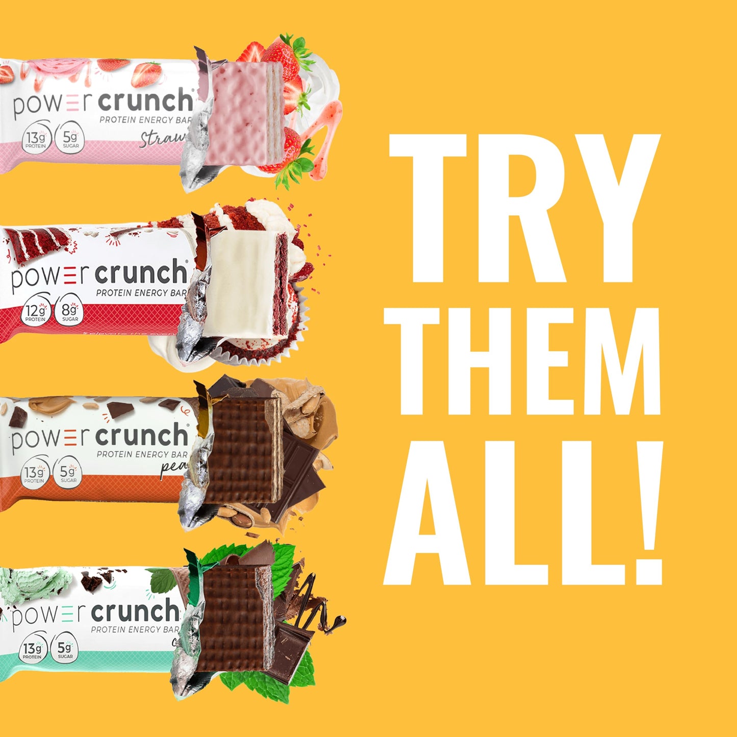 Power Crunch Protein Bars, High Protein Snacks With Delicious Taste, Cookies And Crème, 1.4 Ounce (12 Count)
