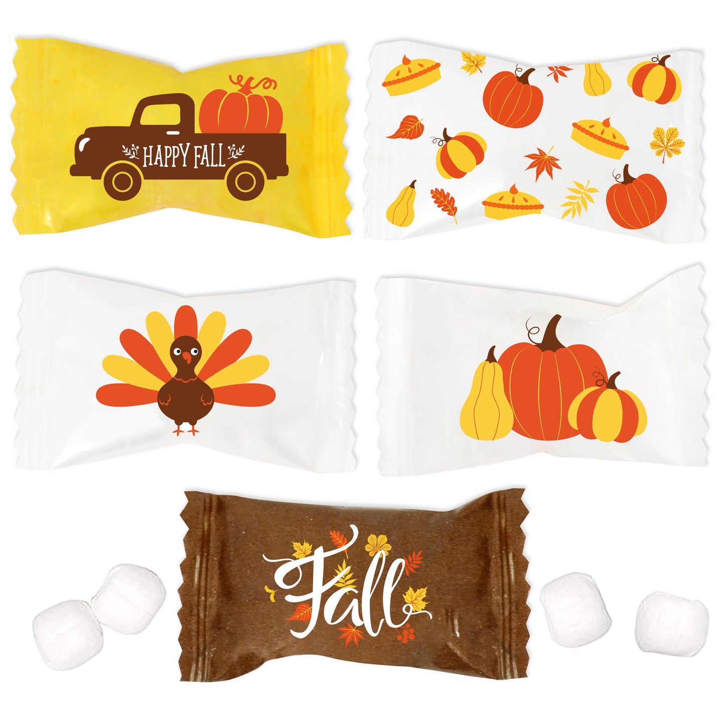 Thanksgiving Fall Butter Mint Candies 100 Count Individually Wrapped 13oz Bag Autumn Treats Happy Harvest Pumpkins Turkey Truck 