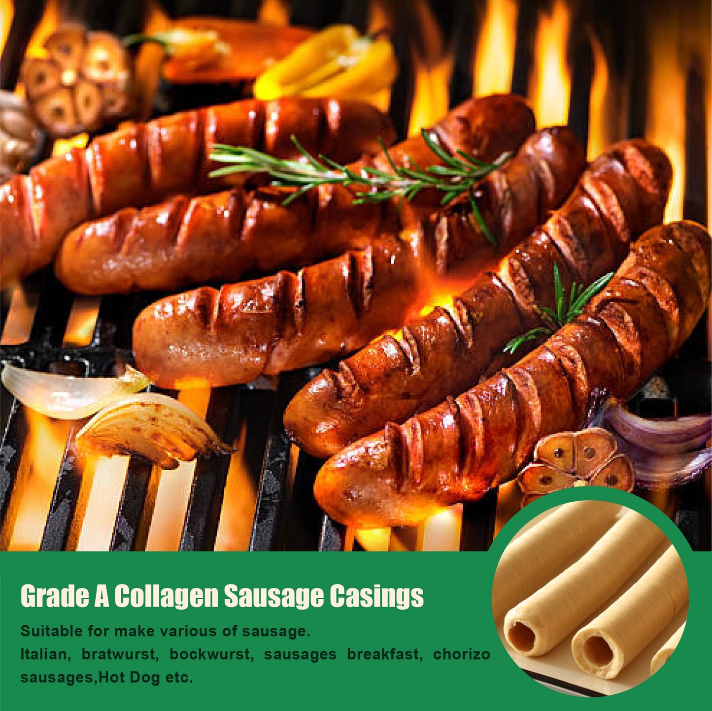 Fairsky Edible Drying Sausage Casing Collagen Sausage Casings For Flavorous Homemade Sausages 14M/46Ft, Diameter 19Mm/ 3/4, 1 Roll