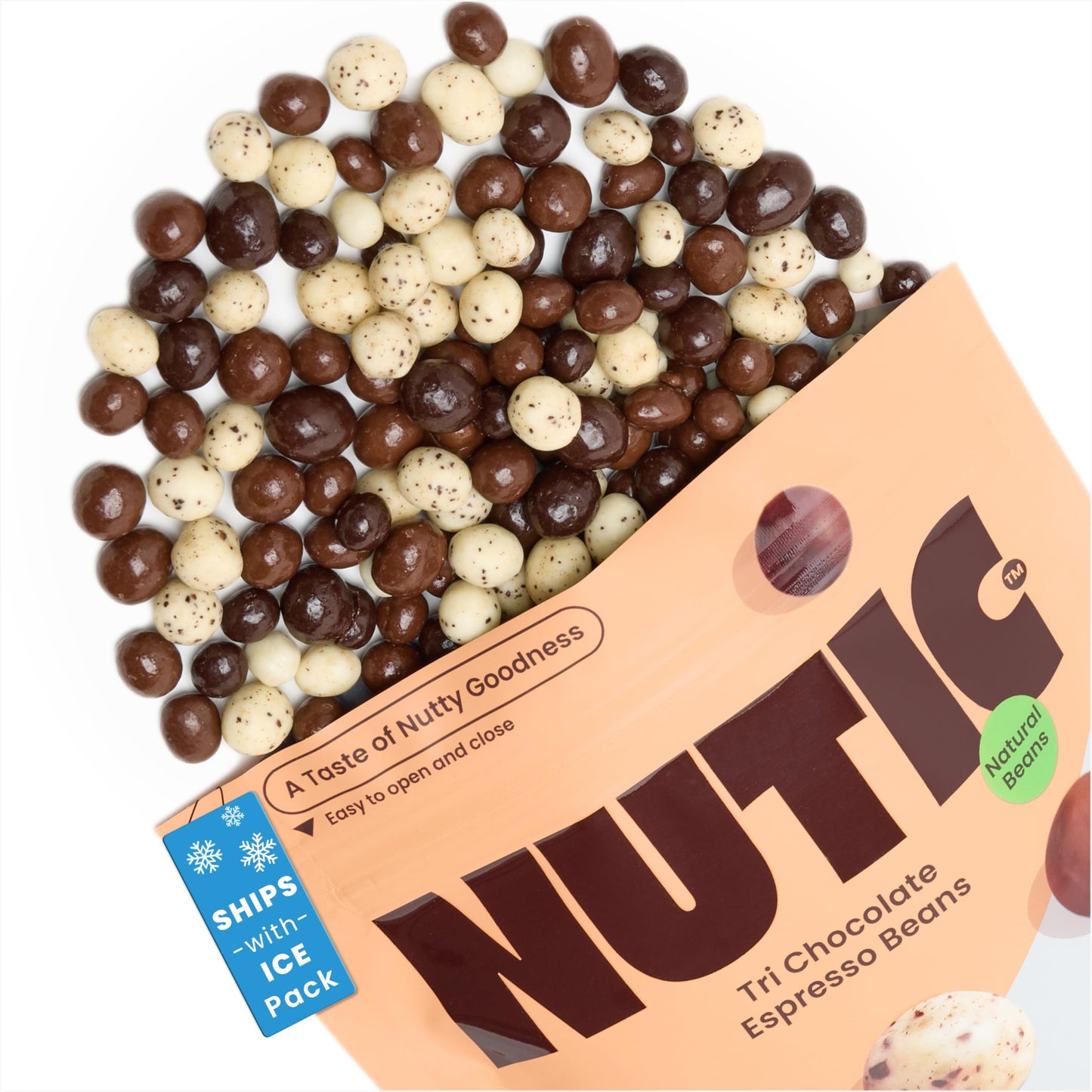 Nutic Chocolate Covered Espresso Beans - 5LB Assortment of White, Milk & Dark Chocolate - Bulk Coffee Candy for Indulgence
