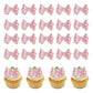 Foowztao 24 Pink Bow Cupcake Toppers Bowknot Cake Toppers Selected Princess Wedding Baby Shower Birthday Party Supplies