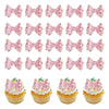 Foowztao 24 Pink Bow Cupcake Toppers Bowknot Cake Toppers Selected Princess Wedding Baby Shower Birthday Party Supplies