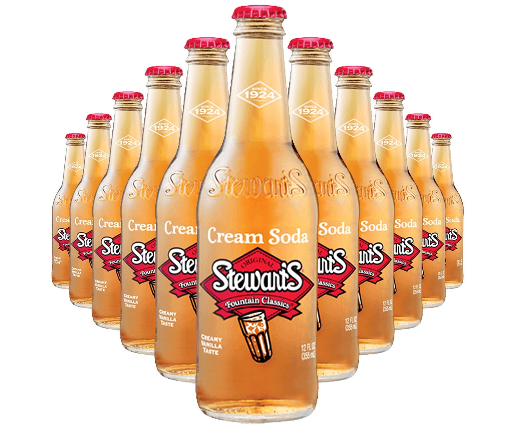 Stewarts Cream Soda - 12 fl oz Glass Bottles - Pack of 24