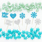 Gyufise 24Pcs Snowflake Cupcake Topper Blue Silver Glitter Winter Heart Snow In Love Cake Toppers For Winter Wonderland Wedding