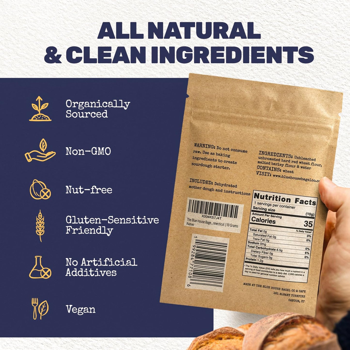 Dehydrated Sourdough Starter - Mama Blue Artisan Sourdough Bread with 137+ Years Italian Heritage | Non-GMO Sourdough Starter Option | Live Culture | Beginner Friendly | Perfect for Bread  Bagels & Pizza Dough | 10g