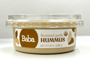 Baba Organic Hummus (8 Oz) - Usda Organic, Gluten Free, Vegan, Non-Gmo, Cholesterol Free, Zero Preservatives (Roasted Garlic Hum
