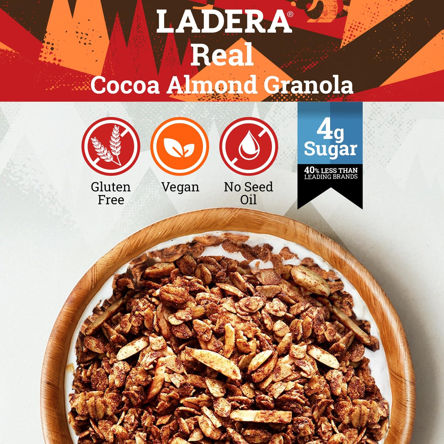 Ladera Foods Cocoa Almond Granola - Low Sugar, Gluten Free, Vegan - 11 oz