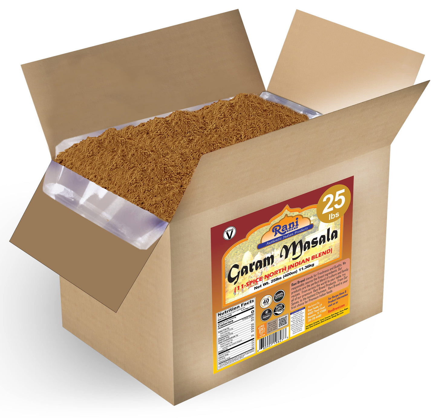 Rani Garam Masala Indian 11-Spice Blend 400Oz (25Lbs) 11.36Kg Bulk Box ~ All Natural  Salt-Free | Vegan | No Colors | Gluten Friendly | Non-Gmo | Indian Oriflavor Blend