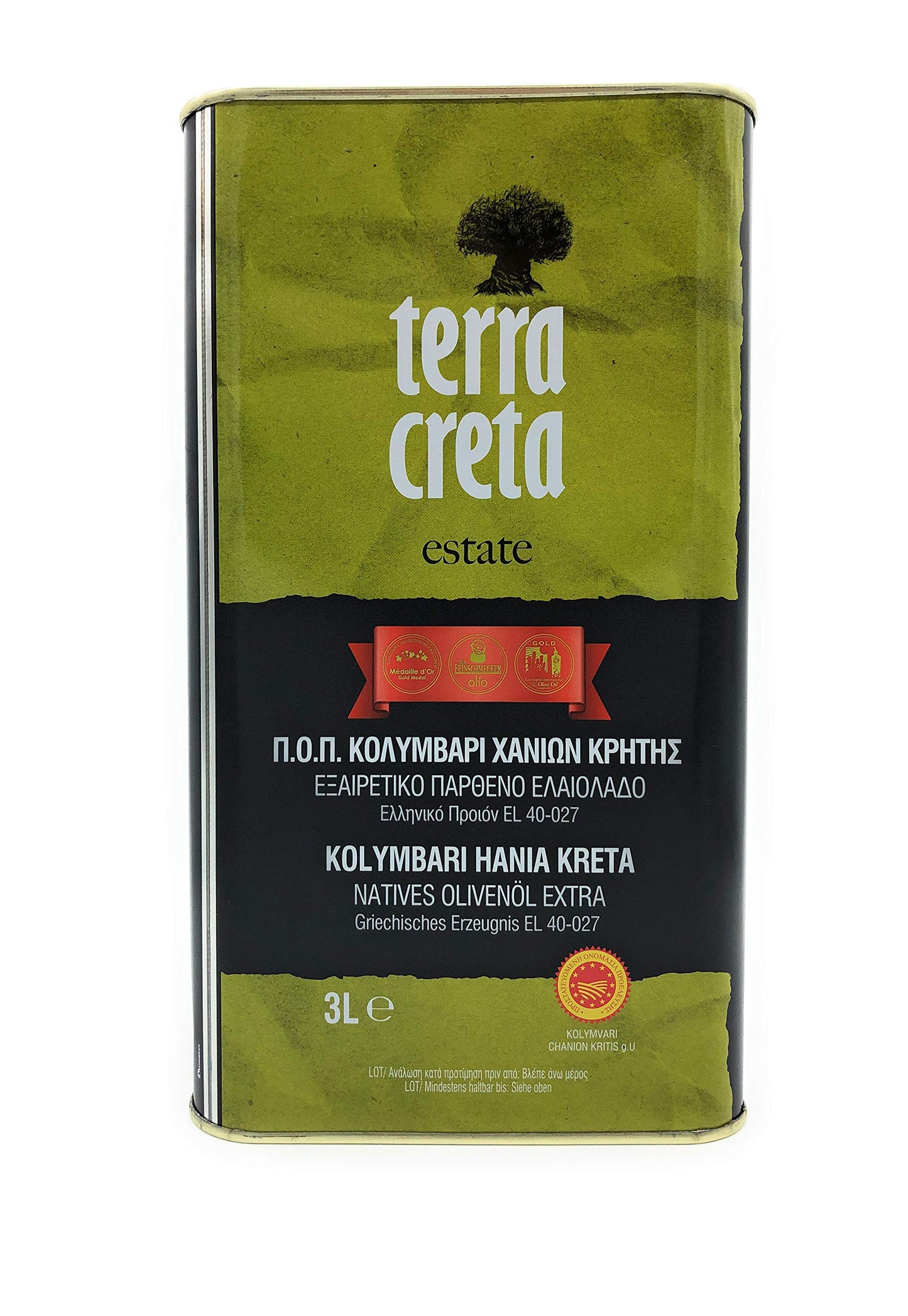 Terra Creta | Award Winning | Kolymvari Estates | 100% Pure Greek Olive Oil | Cold Extracted | Protective Designation Of Origin