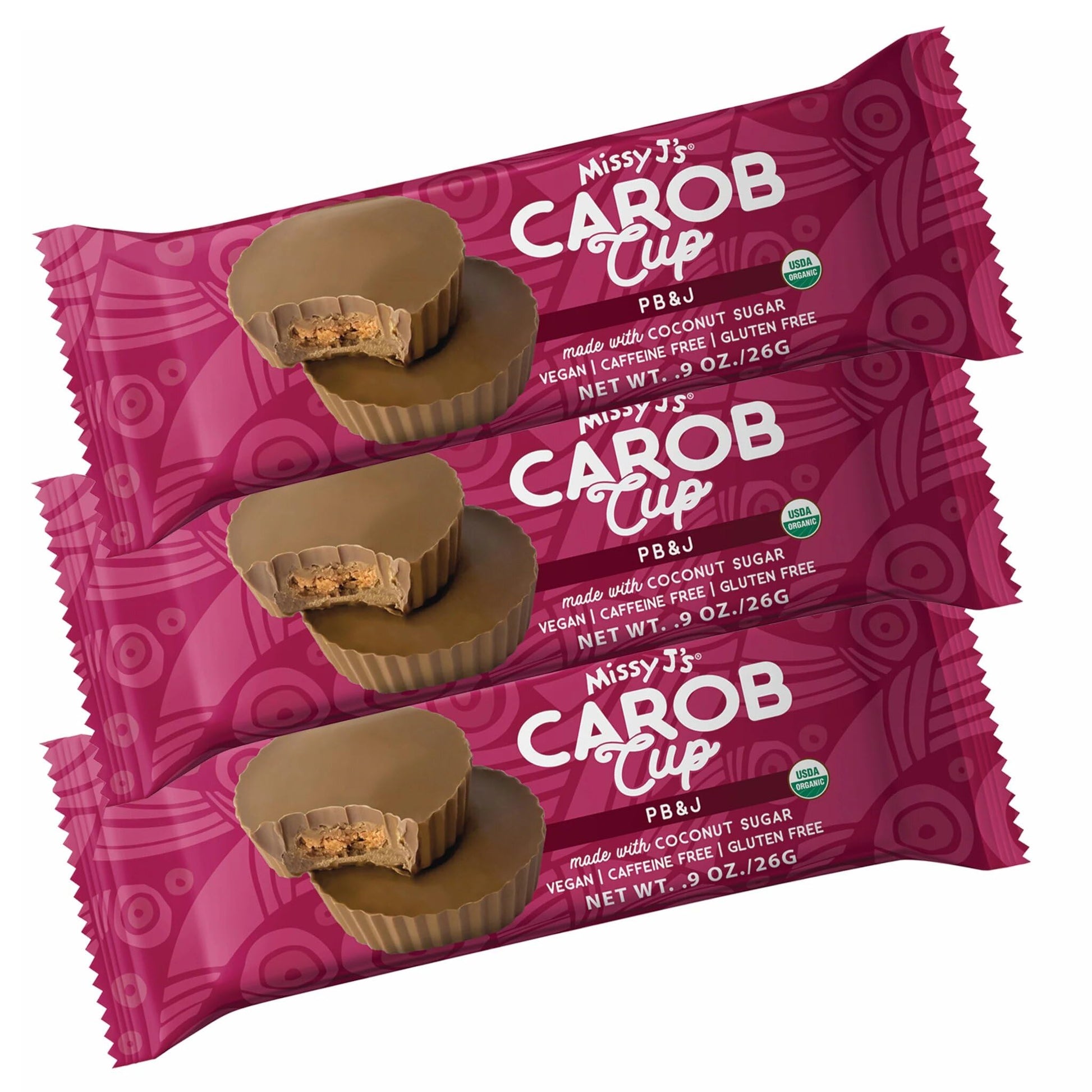 Missy Js Organic Peanut Butter & Jelly Carob Cups, Vegan, Gluten-Free, 0.9 Oz, 3 Pack
