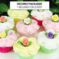 Global Sugar Art Roses And Leaves Edible Sugar Cake & Cupcake Wedding Flowers, Assorted Pastel Colors, Small Unwired, 30 Count,