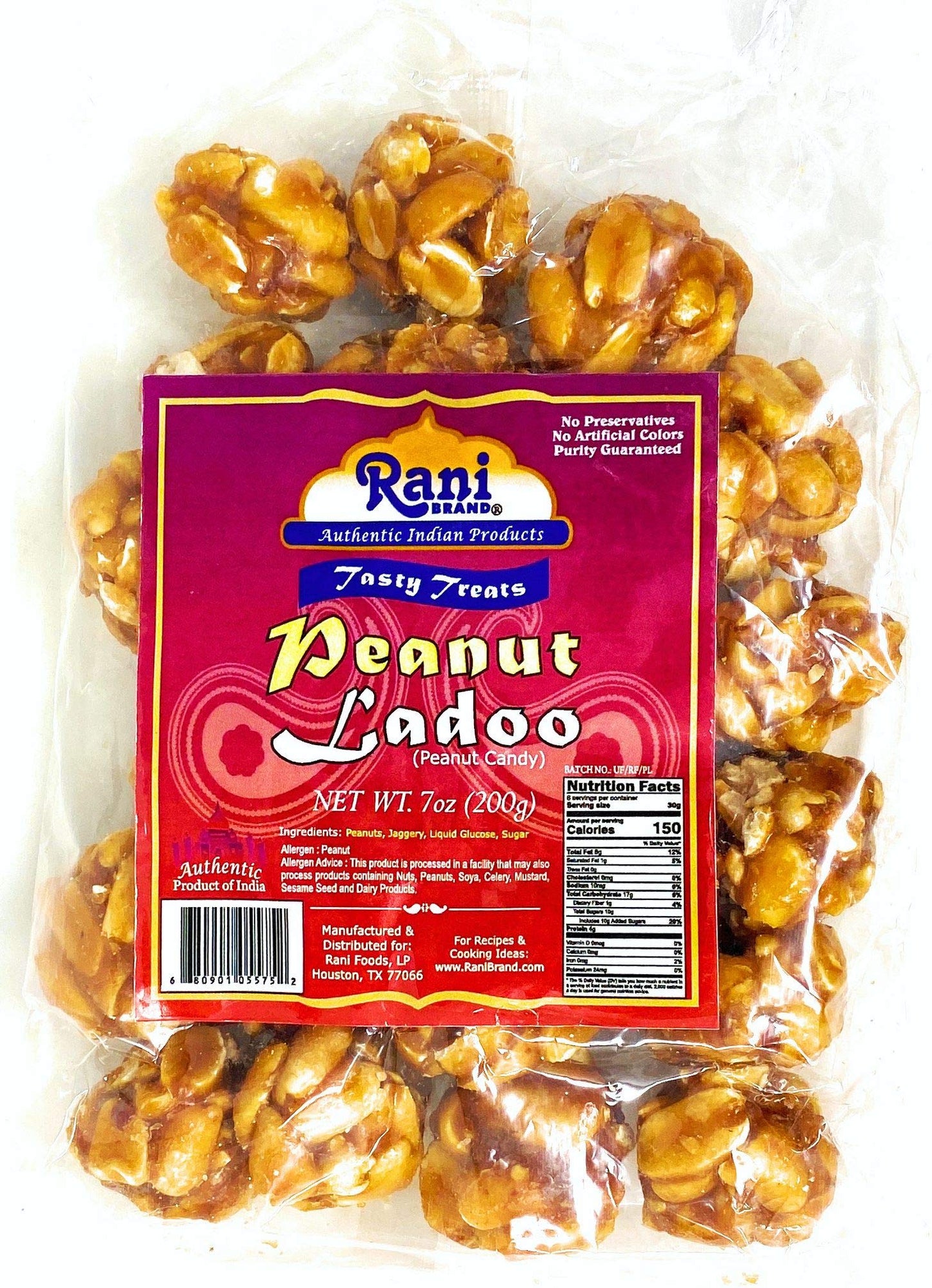 Rani Peanut Ladoo (Round Peanut Brittle Candy) 7Oz (200G) X Pack Of 4 ~ All Natural | Vegan | No Colors | Gluten Friendly | Indi