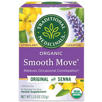 Traditional Medicinals Organic Smooth Move Herbal Stimulant Laxative Wrapped Tea Bags, 16 Count (Pack Of 1)