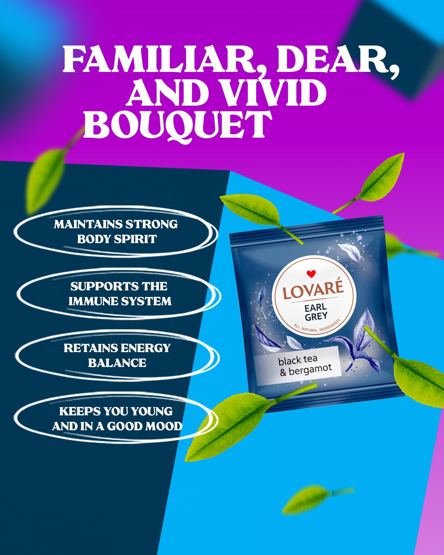 Lovare Earl Grey Tea Bags 48 G - Made In Ukraine - Black Tea And Bergamot - Tea Bags - Gift Box For Tea Lovers (24 X 2 G)