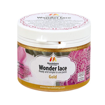 Mendelberg Wonder Lace Edible Lace Paste, Gold 5.2 Fluid Ounces