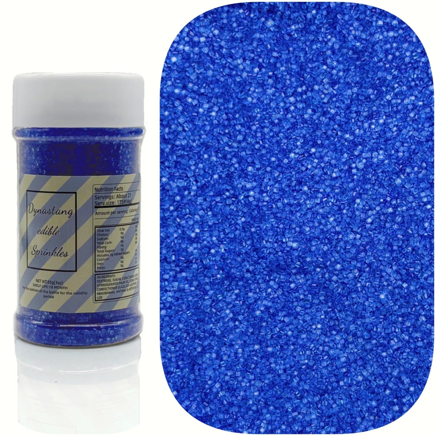 Dynastang Royal Blue Sanding Sugar Sprinkles Edible Sugar Crystals Cake Decoration Cupcake Toppers Cookie Decorating Perfect for