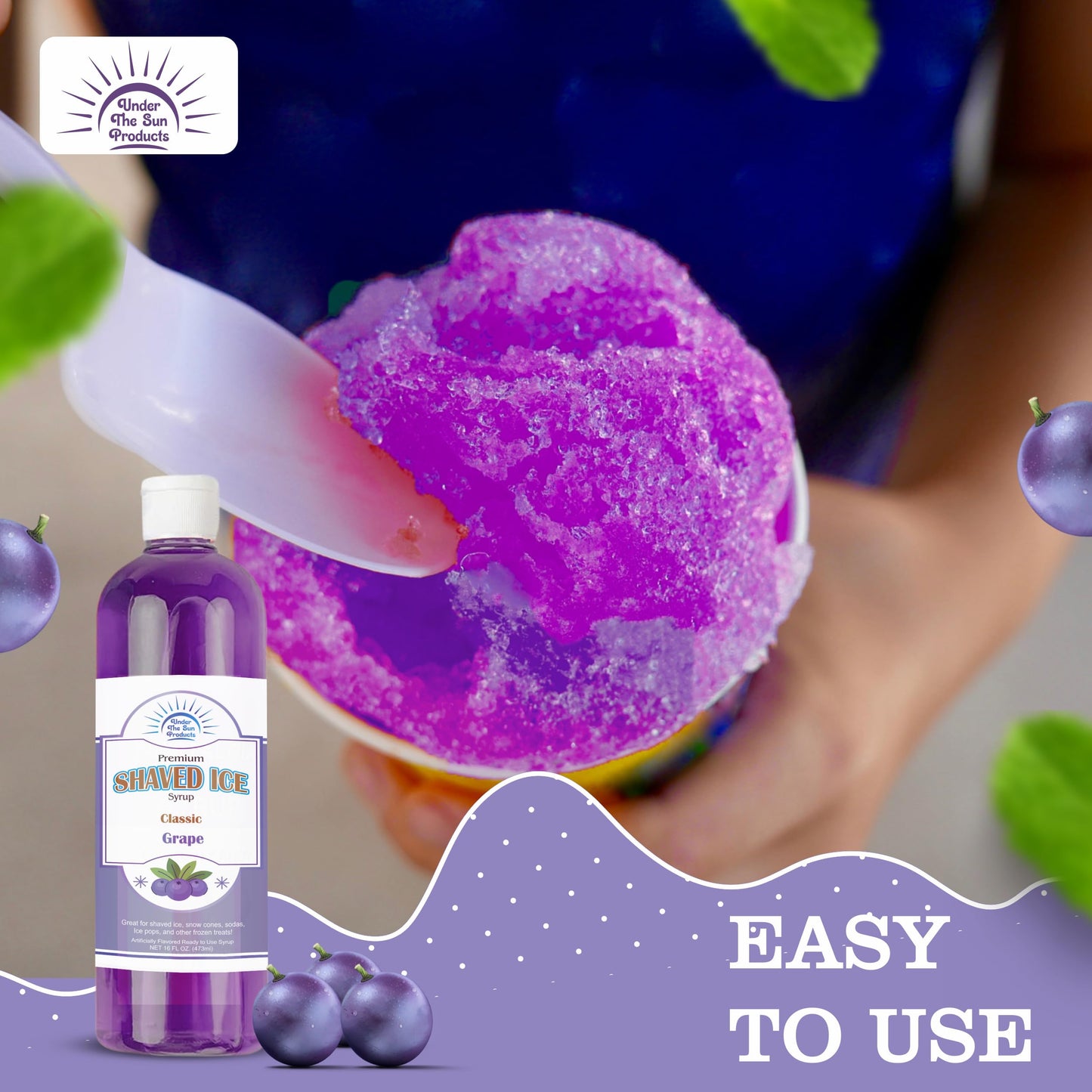 Under The Sun Products- 16Oz Bottle Of Snow Cone Syrup (16 Fl Oz (Pack Of 1), Grape)