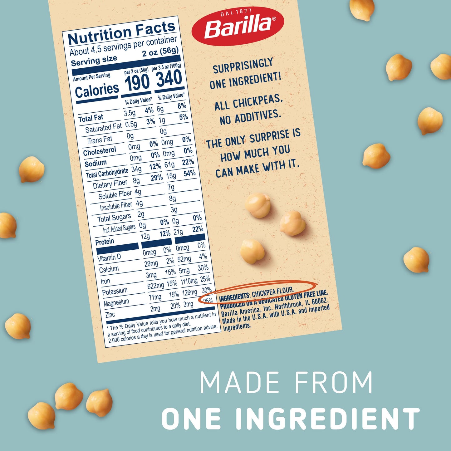 Barilla Chickpea Penne Pasta, 8.8 oz (Pack of 10) - Vegan, Gluten Free, Non GMO & Kosher - Made with Plant Based Protein