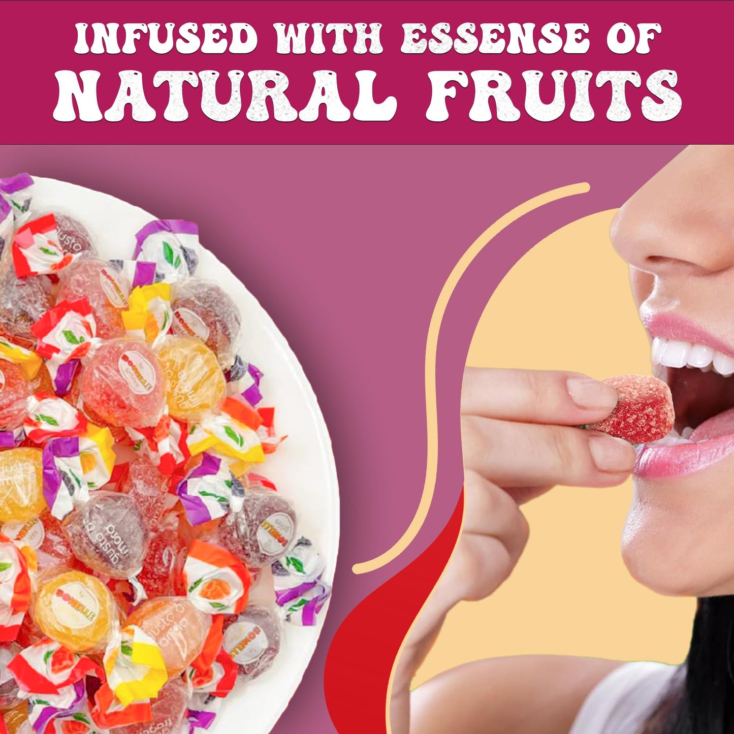 MIMA MIMA Sugar-Free Italian Fruit Jelly Candy - Assorted Jelly Fruit Candy - 1 lb Individually Wrapped
