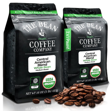 The Bean Organic Coffee Company Central America, Medium Roast, Whole Bean Coffee, 16-Ounce Bags (Pack of 2)