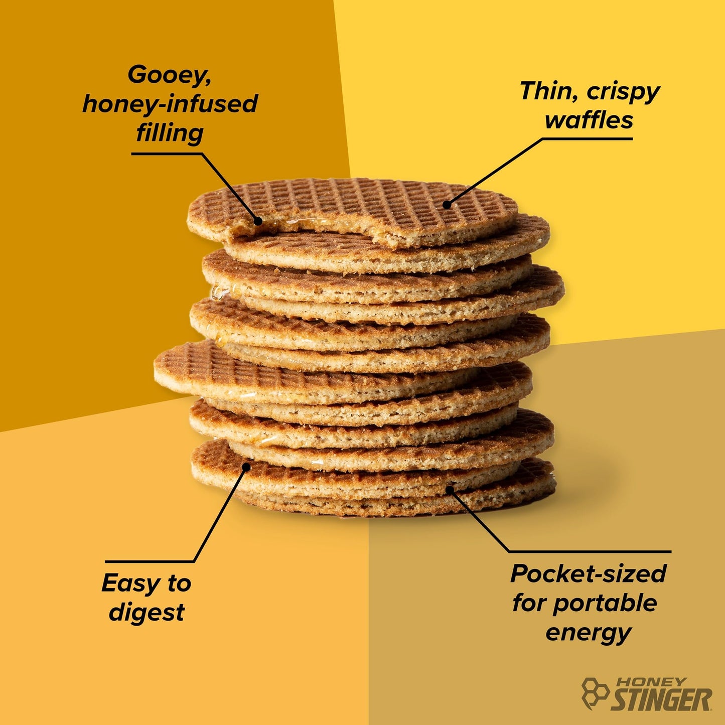 Honey Stinger Organic Honey Waffle - Energy Stroopwafel for Exercise, Pack of 24 Waffles